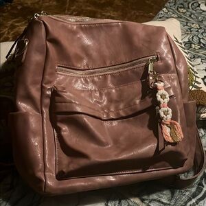 VEGAN LEATHER MUTED PINK BACKPACK PURSE